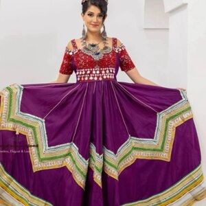 Vibrant Purple and Red Maxi Dress